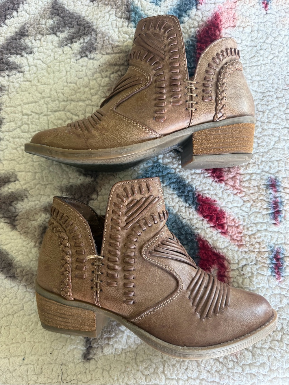 Not Rated Brown Western-Style Ankle Booties